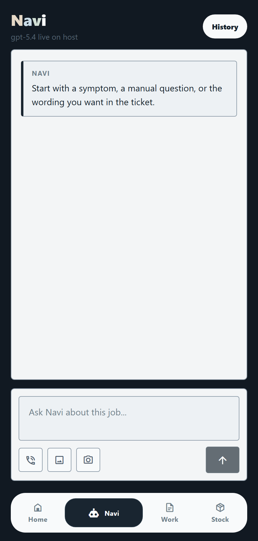 Mobile App - Navi assistant screen